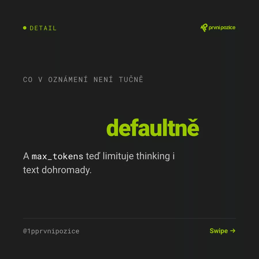 Thinking je nově zapnutý defaultně a max_tokens limituje thinking i text dohromady