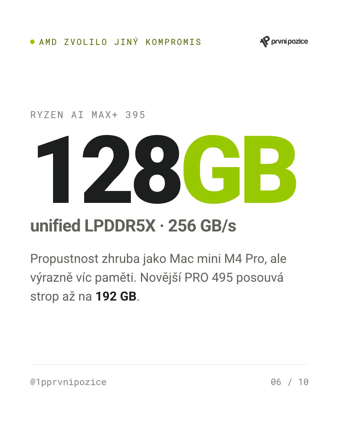 AMD Ryzen AI Max+ 395: 256 GB/s propustnosti, ale až 128 GB unified paměti