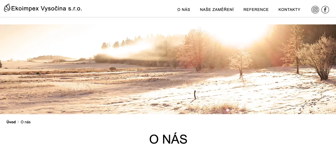Sekce O nás na webu Ekoimpex Vysočina