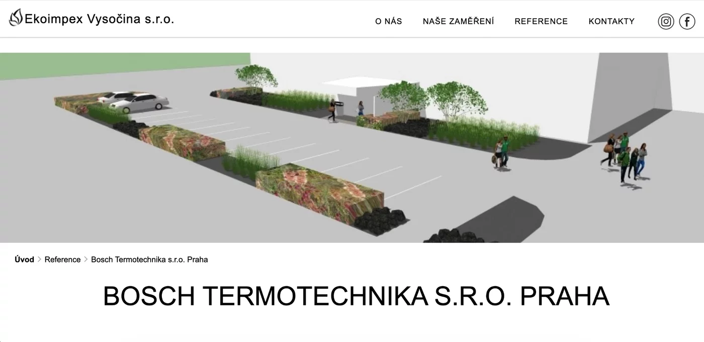 Detail reference Bosch Termotechnika Praha na webu Ekoimpex Vysočina