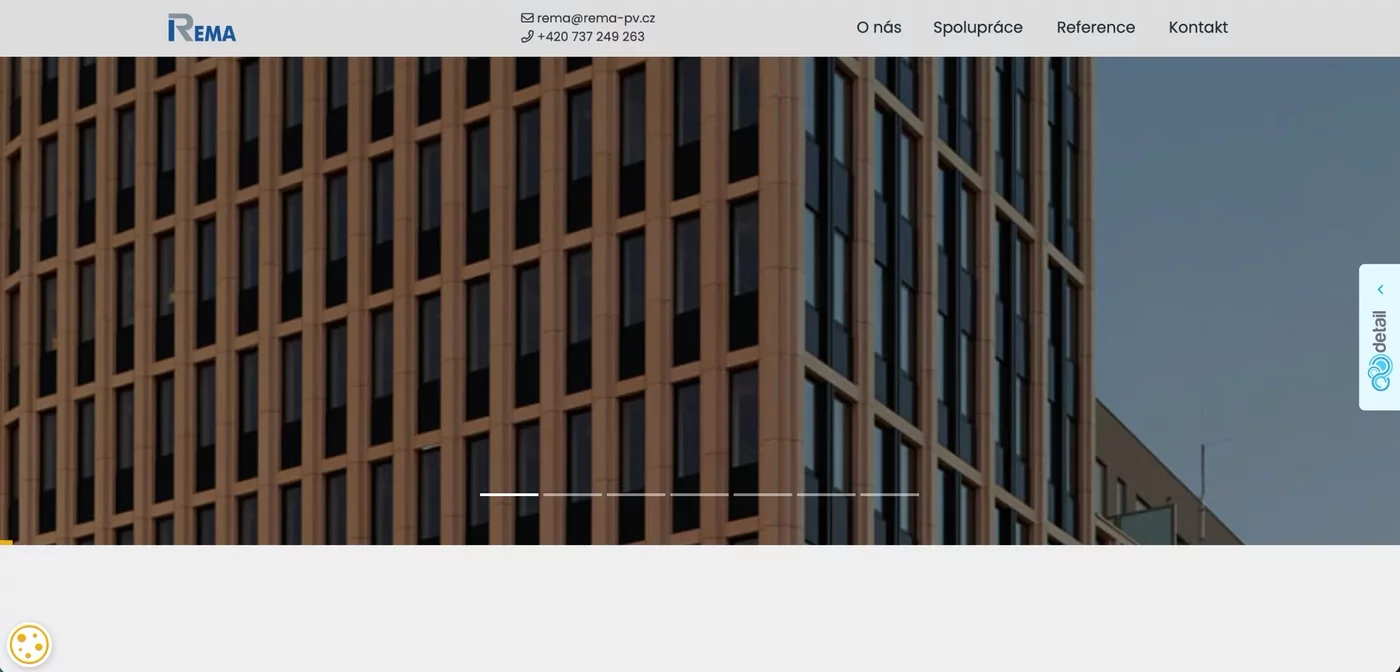 Detail hliníkové fasády na webu Rema PV