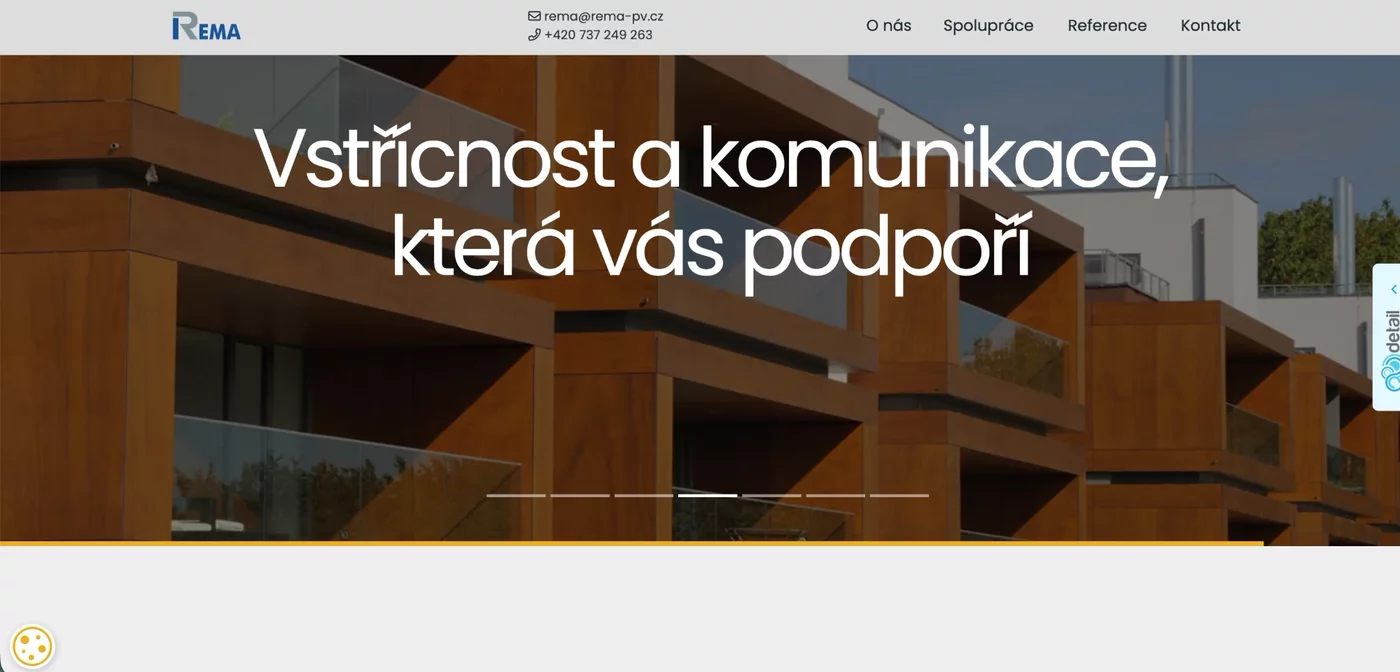 Úvodní slider webu Rema PV — Vstřícnost a komunikace