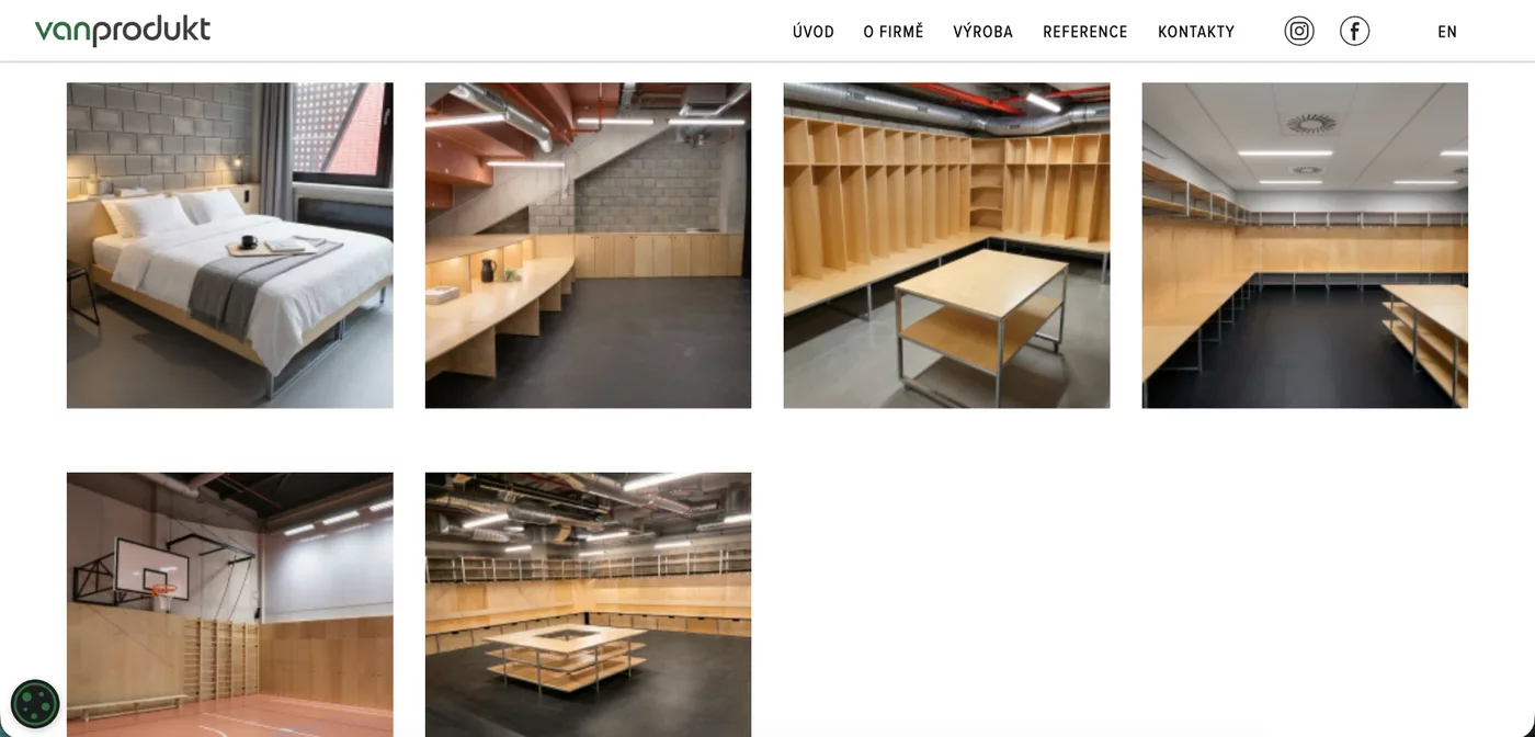 Galerie realizací na webu Vanprodukt